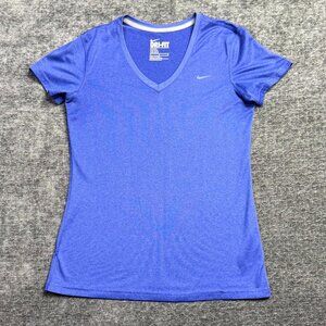 Nike Women’s Dri-FIT Purple V-Neck Short Sleeve Shirt Size Medium – Athletic Fit